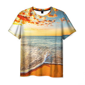 Мужская футболка 3D с принтом Лазурный берег в Кировске, 100% полиэфир | прямой крой, круглый вырез горловины, длина до линии бедер | берег | лето | море | отдых