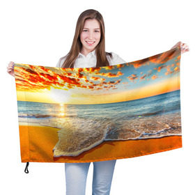 Флаг 3D с принтом Лазурный берег в Кировске, 100% полиэстер | плотность ткани — 95 г/м2, размер — 67 х 109 см. Принт наносится с одной стороны | берег | лето | море | отдых