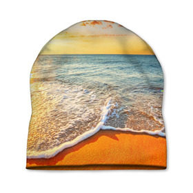 Шапка 3D с принтом Лазурный берег в Кировске, 100% полиэстер | универсальный размер, печать по всей поверхности изделия | Тематика изображения на принте: берег | лето | море | отдых