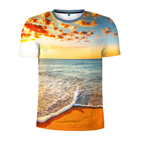 Мужская футболка 3D спортивная с принтом Лазурный берег в Кировске, 100% полиэстер с улучшенными характеристиками | приталенный силуэт, круглая горловина, широкие плечи, сужается к линии бедра | берег | лето | море | отдых
