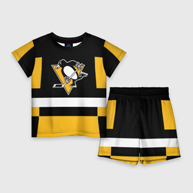 Детский костюм с шортами 3D с принтом Pittsburg Penguins форма в Кировске,  |  | pitsburg | питсбург | питтсбург | хоккей