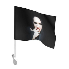 Флаг для автомобиля с принтом Marilyn Manson в Кировске, 100% полиэстер | Размер: 30*21 см | звезда | знаменитость | музыка | мэрилин мэнсон | певец | рокер
