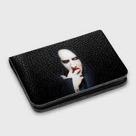 Картхолдер с принтом с принтом Marilyn Manson в Кировске, натуральная матовая кожа | размер 7,3 х 10 см; кардхолдер имеет 4 кармана для карт; | звезда | знаменитость | музыка | мэрилин мэнсон | певец | рокер
