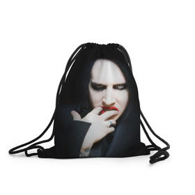 Рюкзак-мешок 3D с принтом Marilyn Manson в Кировске, 100% полиэстер | плотность ткани — 200 г/м2, размер — 35 х 45 см; лямки — толстые шнурки, застежка на шнуровке, без карманов и подкладки | звезда | знаменитость | музыка | мэрилин мэнсон | певец | рокер