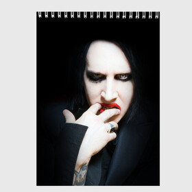 Скетчбук с принтом Marilyn Manson в Кировске, 100% бумага
 | 48 листов, плотность листов — 100 г/м2, плотность картонной обложки — 250 г/м2. Листы скреплены сверху удобной пружинной спиралью | звезда | знаменитость | музыка | мэрилин мэнсон | певец | рокер