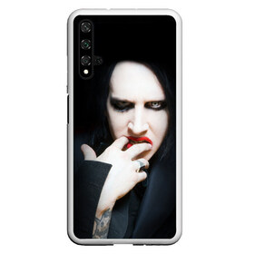 Чехол для Honor 20 с принтом Marilyn Manson в Кировске, Силикон | Область печати: задняя сторона чехла, без боковых панелей | Тематика изображения на принте: звезда | знаменитость | музыка | мэрилин мэнсон | певец | рокер