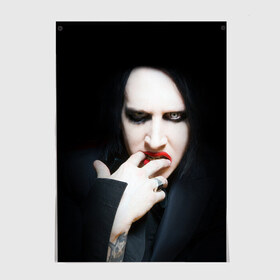 Постер с принтом Marilyn Manson в Кировске, 100% бумага
 | бумага, плотность 150 мг. Матовая, но за счет высокого коэффициента гладкости имеет небольшой блеск и дает на свету блики, но в отличии от глянцевой бумаги не покрыта лаком | звезда | знаменитость | музыка | мэрилин мэнсон | певец | рокер
