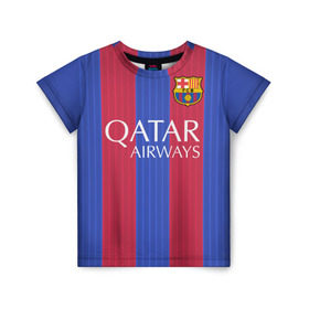 Детская футболка 3D с принтом Барселона форма в Кировске, 100% гипоаллергенный полиэфир | прямой крой, круглый вырез горловины, длина до линии бедер, чуть спущенное плечо, ткань немного тянется | barca | barcelona | барса | барселона | футбол
