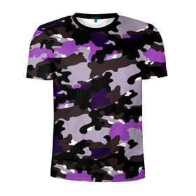 Мужская футболка 3D спортивная с принтом Текстуры в Кировске, 100% полиэстер с улучшенными характеристиками | приталенный силуэт, круглая горловина, широкие плечи, сужается к линии бедра | camo | камо | фиолетовый