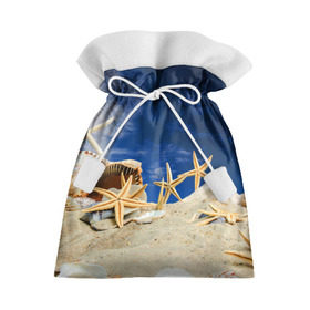 Подарочный 3D мешок с принтом Морской пляж 1 в Кировске, 100% полиэстер | Размер: 29*39 см | Тематика изображения на принте: море | отдых | отпуск | пляж | ракушки | туризм