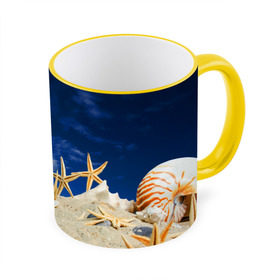Кружка 3D с принтом Морской пляж 1 в Кировске, керамика | ёмкость 330 мл | Тематика изображения на принте: море | отдых | отпуск | пляж | ракушки | туризм