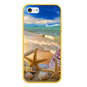 Чехол для iPhone 5/5S матовый с принтом Морской пляж 2 в Кировске, Силикон | Область печати: задняя сторона чехла, без боковых панелей | Тематика изображения на принте: море | отдых | отпуск | пляж | ракушки | туризм