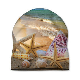 Шапка 3D с принтом Морской пляж 2 в Кировске, 100% полиэстер | универсальный размер, печать по всей поверхности изделия | море | отдых | отпуск | пляж | ракушки | туризм