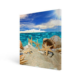 Холст квадратный с принтом Морской пляж 4 в Кировске, 100% ПВХ |  | Тематика изображения на принте: море | отдых | отпуск | пляж | ракушки | туризм