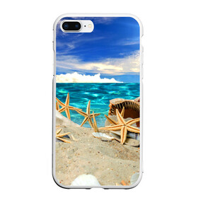 Чехол для iPhone 7Plus/8 Plus матовый с принтом Морской пляж 4 в Кировске, Силикон | Область печати: задняя сторона чехла, без боковых панелей | море | отдых | отпуск | пляж | ракушки | туризм