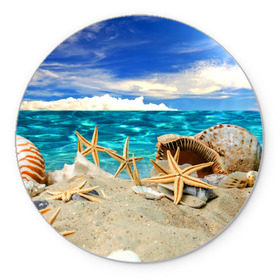 Коврик круглый с принтом Морской пляж 4 в Кировске, резина и полиэстер | круглая форма, изображение наносится на всю лицевую часть | море | отдых | отпуск | пляж | ракушки | туризм