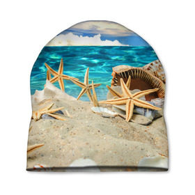 Шапка 3D с принтом Морской пляж 4 в Кировске, 100% полиэстер | универсальный размер, печать по всей поверхности изделия | море | отдых | отпуск | пляж | ракушки | туризм