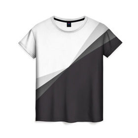 Женская футболка 3D с принтом Минимализм в Кировске, 100% полиэфир ( синтетическое хлопкоподобное полотно) | прямой крой, круглый вырез горловины, длина до линии бедер | белый | геометрия | полосы | черный