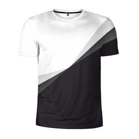 Мужская футболка 3D спортивная с принтом Минимализм в Кировске, 100% полиэстер с улучшенными характеристиками | приталенный силуэт, круглая горловина, широкие плечи, сужается к линии бедра | Тематика изображения на принте: белый | геометрия | полосы | черный