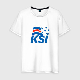 Мужская футболка хлопок с принтом Сборная Исландии по футболу в Кировске, 100% хлопок | прямой крой, круглый вырез горловины, длина до линии бедер, слегка спущенное плечо. | 