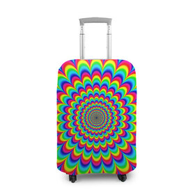 Чехол для чемодана 3D с принтом Psychedelic в Кировске, 86% полиэфир, 14% спандекс | двустороннее нанесение принта, прорези для ручек и колес | круги | радужный | разоцветный | яркий