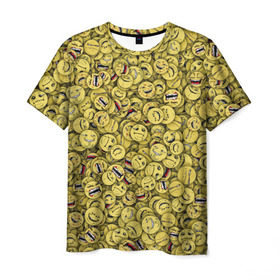 Мужская футболка 3D с принтом Злобные смайлы в Кировске, 100% полиэфир | прямой крой, круглый вырез горловины, длина до линии бедер | peka | smile | yoba
