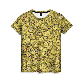 Женская футболка 3D с принтом Злобные смайлы в Кировске, 100% полиэфир ( синтетическое хлопкоподобное полотно) | прямой крой, круглый вырез горловины, длина до линии бедер | peka | smile | yoba