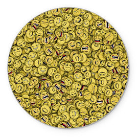 Коврик круглый с принтом Злобные смайлы в Кировске, резина и полиэстер | круглая форма, изображение наносится на всю лицевую часть | peka | smile | yoba