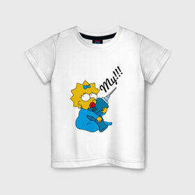 Детская футболка хлопок с принтом Мэгги в Кировске, 100% хлопок | круглый вырез горловины, полуприлегающий силуэт, длина до линии бедер | my | simpsons | the simpsons | моё | мультфильмы | мэгги | симпсоны
