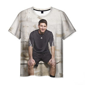 Мужская футболка 3D с принтом Месси в Кировске, 100% полиэфир | прямой крой, круглый вырез горловины, длина до линии бедер | аргентина | барселона | испания | футбол | футболист
