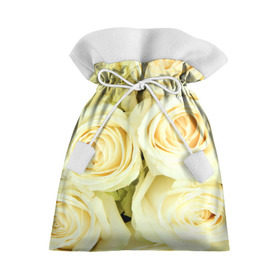 Подарочный 3D мешок с принтом Белые розы в Кировске, 100% полиэстер | Размер: 29*39 см | лепестки | розы | цветы