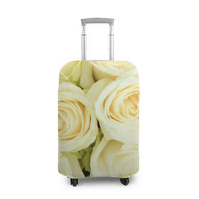 Чехол для чемодана 3D с принтом Белые розы в Кировске, 86% полиэфир, 14% спандекс | двустороннее нанесение принта, прорези для ручек и колес | лепестки | розы | цветы