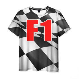 Мужская футболка 3D с принтом Формула 1 в Кировске, 100% полиэфир | прямой крой, круглый вырез горловины, длина до линии бедер | Тематика изображения на принте: f1 | formula 1 | авто | автогонки | автоспорт | спорткар | финиш