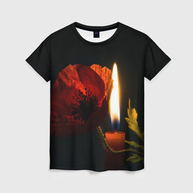 Женская футболка 3D с принтом Мак и свеча в Кировске, 100% полиэфир ( синтетическое хлопкоподобное полотно) | прямой крой, круглый вырез горловины, длина до линии бедер | маки | свеча | цветы