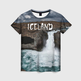 Женская футболка 3D с принтом Исландия. Водопад в Кировске, 100% полиэфир ( синтетическое хлопкоподобное полотно) | прямой крой, круглый вырез горловины, длина до линии бедер | исландия