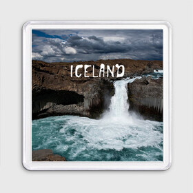 Магнит 55*55 с принтом Исландия. Водопад в Кировске, Пластик | Размер: 65*65 мм; Размер печати: 55*55 мм | исландия
