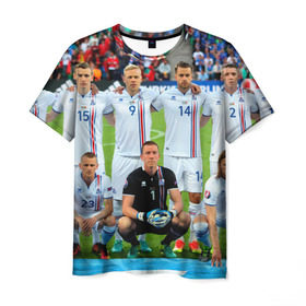 Мужская футболка 3D с принтом Сборная Исландии по футболу в Кировске, 100% полиэфир | прямой крой, круглый вырез горловины, длина до линии бедер | Тематика изображения на принте: euro 2016