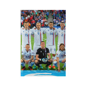 Обложка для паспорта матовая кожа с принтом Сборная Исландии по футболу в Кировске, натуральная матовая кожа | размер 19,3 х 13,7 см; прозрачные пластиковые крепления | Тематика изображения на принте: euro 2016