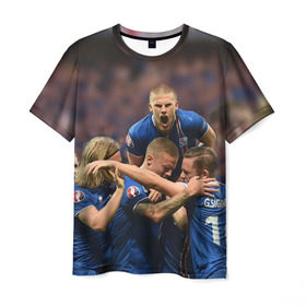 Мужская футболка 3D с принтом Сборная Исландии по футболу в Кировске, 100% полиэфир | прямой крой, круглый вырез горловины, длина до линии бедер | euro 2016