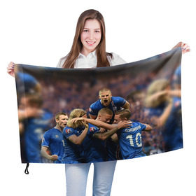 Флаг 3D с принтом Сборная Исландии по футболу в Кировске, 100% полиэстер | плотность ткани — 95 г/м2, размер — 67 х 109 см. Принт наносится с одной стороны | euro 2016