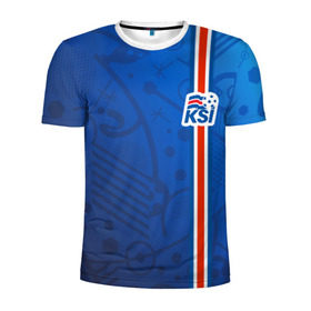 Мужская футболка 3D спортивная с принтом Форма сборной Исландии по футболу в Кировске, 100% полиэстер с улучшенными характеристиками | приталенный силуэт, круглая горловина, широкие плечи, сужается к линии бедра | Тематика изображения на принте: euro 2016