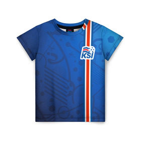 Детская футболка 3D с принтом Форма сборной Исландии по футболу в Кировске, 100% гипоаллергенный полиэфир | прямой крой, круглый вырез горловины, длина до линии бедер, чуть спущенное плечо, ткань немного тянется | euro 2016