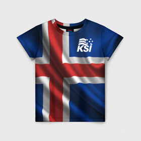 Детская футболка 3D с принтом Исландия в Кировске, 100% гипоаллергенный полиэфир | прямой крой, круглый вырез горловины, длина до линии бедер, чуть спущенное плечо, ткань немного тянется | Тематика изображения на принте: флаг
