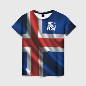 Женская футболка 3D с принтом Исландия в Кировске, 100% полиэфир ( синтетическое хлопкоподобное полотно) | прямой крой, круглый вырез горловины, длина до линии бедер | флаг