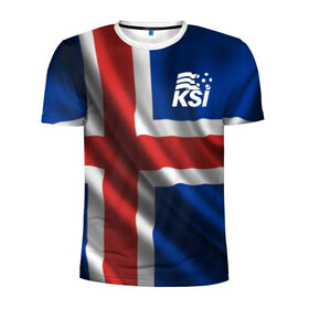 Мужская футболка 3D спортивная с принтом Исландия в Кировске, 100% полиэстер с улучшенными характеристиками | приталенный силуэт, круглая горловина, широкие плечи, сужается к линии бедра | флаг
