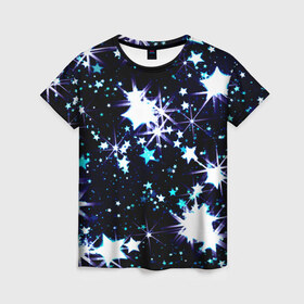 Женская футболка 3D с принтом Star в Кировске, 100% полиэфир ( синтетическое хлопкоподобное полотно) | прямой крой, круглый вырез горловины, длина до линии бедер | вселенная | галактика | звезды