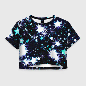 Женская футболка 3D укороченная с принтом Star в Кировске, 100% полиэстер | круглая горловина, длина футболки до линии талии, рукава с отворотами | вселенная | галактика | звезды