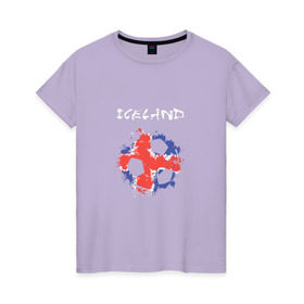 Женская футболка хлопок с принтом Сборная Исландии в Кировске, 100% хлопок | прямой крой, круглый вырез горловины, длина до линии бедер, слегка спущенное плечо | исландия
