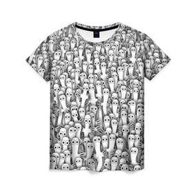 Женская футболка 3D с принтом Хатифнатты в Кировске, 100% полиэфир ( синтетическое хлопкоподобное полотно) | прямой крой, круглый вырез горловины, длина до линии бедер | moomintroll | мумми тролль