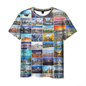Мужская футболка 3D с принтом Страны мира (10х10) в Кировске, 100% полиэфир | прямой крой, круглый вырез горловины, длина до линии бедер | Тематика изображения на принте: азия | берлин | вегас | венеция | воспоминания | города | достопримечательности | европа | египет | калифорния | каникулы | лондон | милан | москва | ностальгия | нью йорк | отдых | отпуск | память